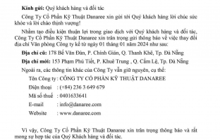 THÔNG BÁO THAY ĐỔI ĐỊA CHỈ TRỤ SỞ (KỂ TỪ NGÀY 01/01/2024)